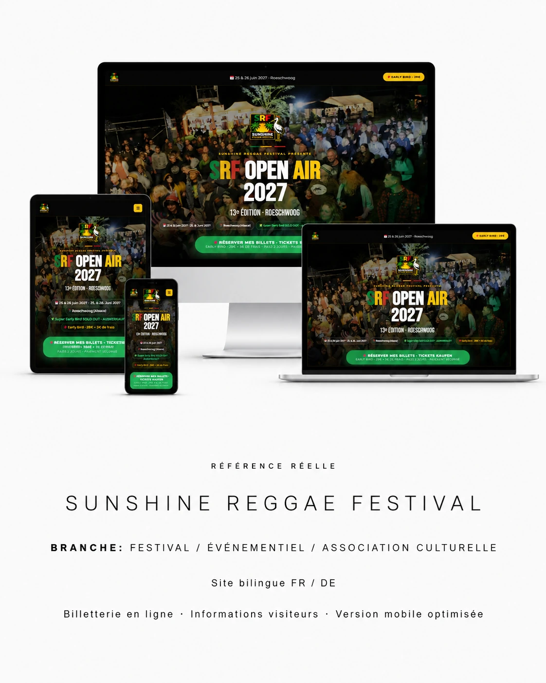 PB BOOST Referenz: Sunshine Reggae Festival Website als Portfolio-Mockup
